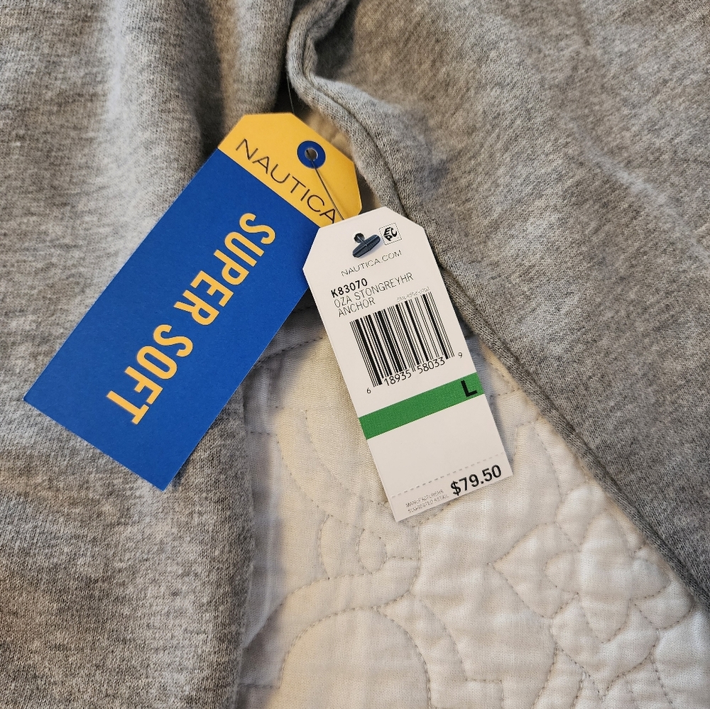 Nautica Gray Zip-Up Sweater Soft Casual Design - Picture 3 of 9